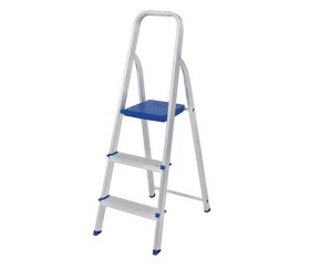 Escalera 3 Escalones De Aluminio Azul Mor