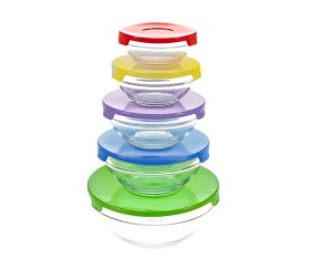 Set De 5 Bowls Con Tapa De Colores