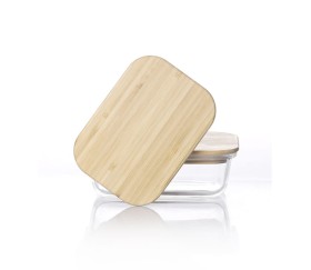 Set De 2 Bowls Rectangulares Con Tapa De Bamboo