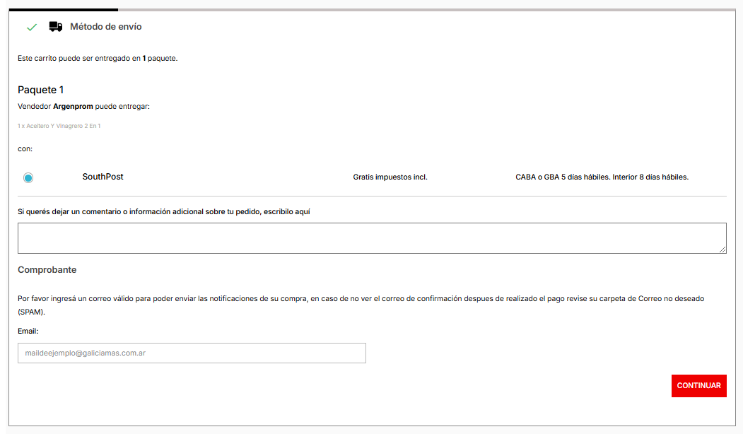 Direccion de Envio